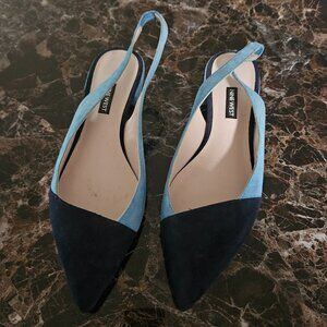 Nine West Velvet Navy and Baby Blue Shoes